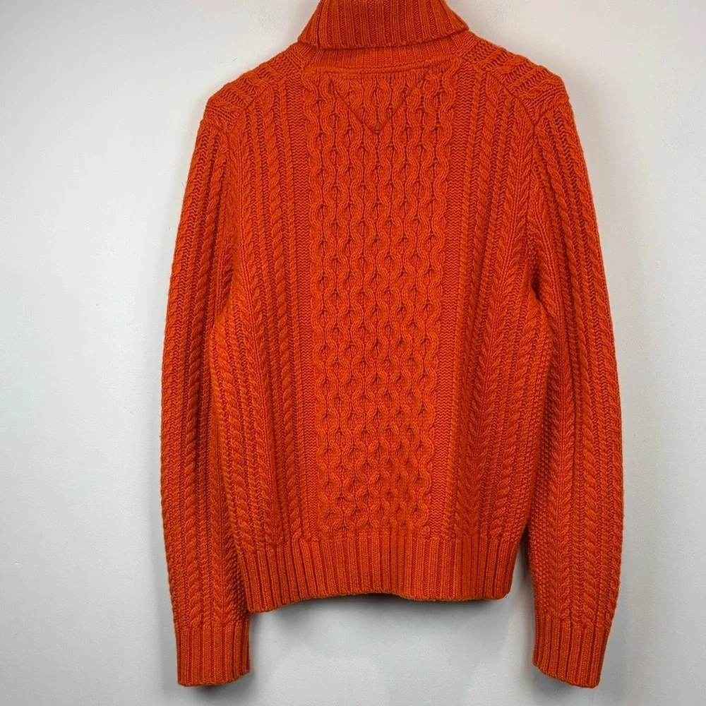 Tommy Hilfiger Vibrant Orange wool roll neck Turtleneck Sweater - Picture 8 of 11
